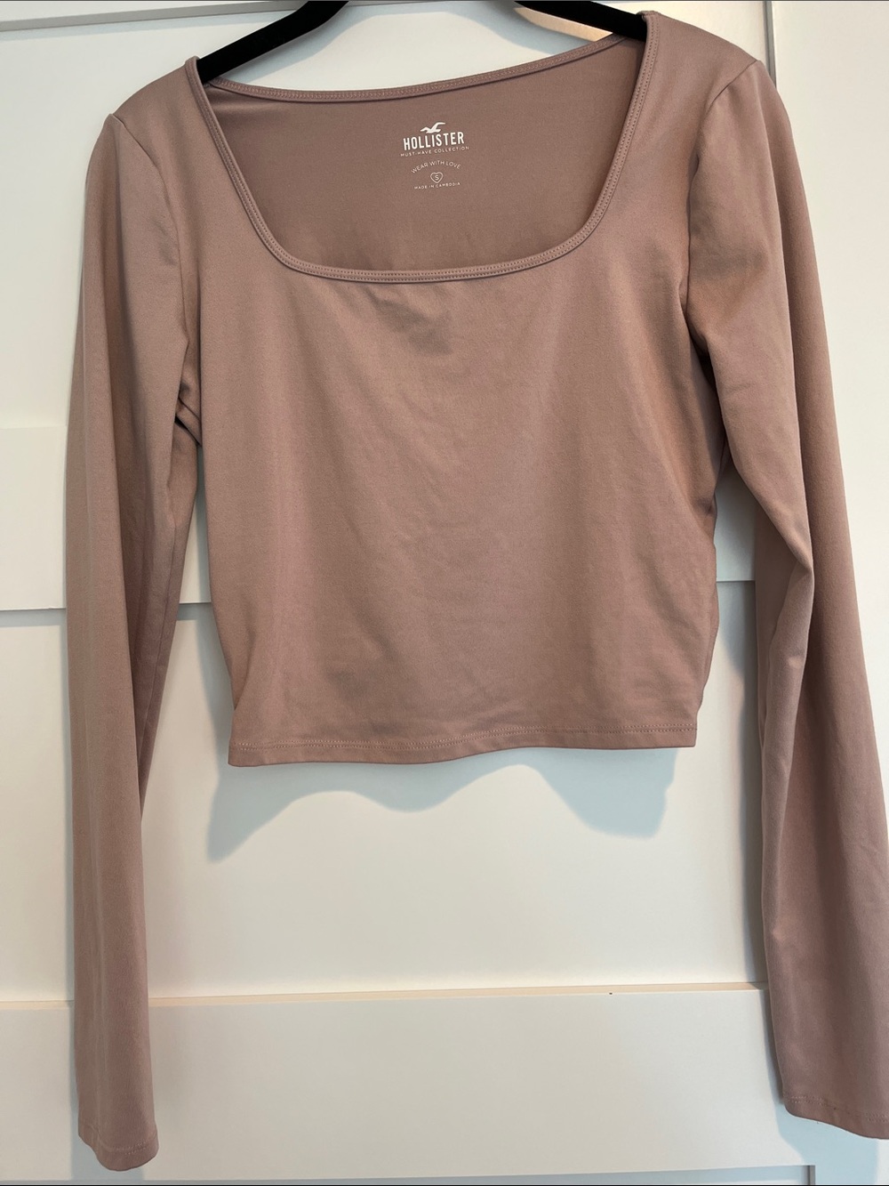 Hollister Mauve Square-Neck Long-Sleeve Crop Top